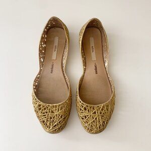 Melissa + Campana Zig Zag Gold Glitter Jelly Flats • Women's 8